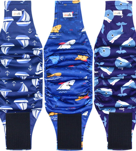 Premium Male Dog Wraps - High Absorbency Male Dog Diapers (Pack of 3) - Washable Belly Band for Male Dogs Incontinence and Puppy Training (Sailboat, XL)