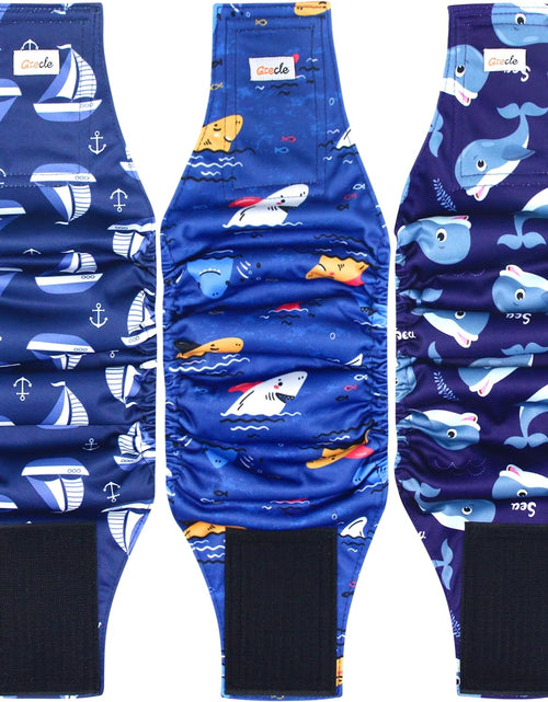 Load image into Gallery viewer, Premium Male Dog Wraps - High Absorbency Male Dog Diapers (Pack of 3) - Washable Belly Band for Male Dogs Incontinence and Puppy Training (Sailboat, XL)
