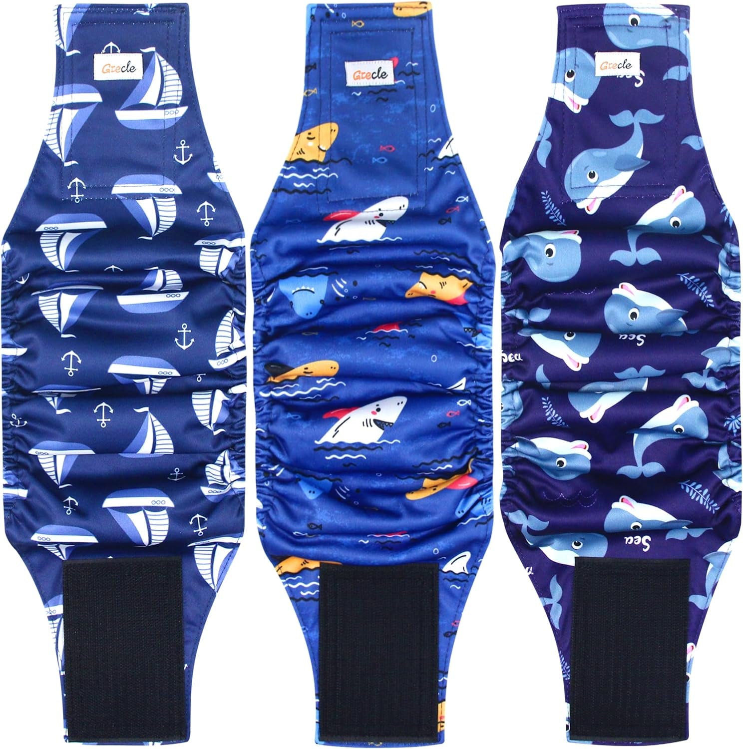 Premium Male Dog Wraps - High Absorbency Male Dog Diapers (Pack of 3) - Washable Belly Band for Male Dogs Incontinence and Puppy Training (Sailboat, XL)