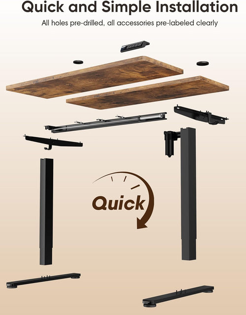 Load image into Gallery viewer, Electric Standing Desk, Height Adjustable Desk 55X 28 Inches, Ergonomic Home Office Sit Stand up Desk with Memory Preset Controller (Black Frame/Rustic Brown Top)
