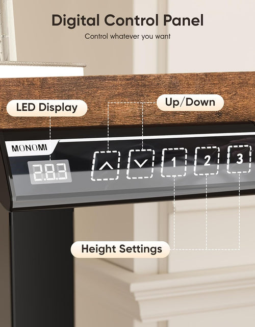 Load image into Gallery viewer, Electric Standing Desk, Height Adjustable Desk 55X 28 Inches, Ergonomic Home Office Sit Stand up Desk with Memory Preset Controller (Black Frame/Rustic Brown Top)
