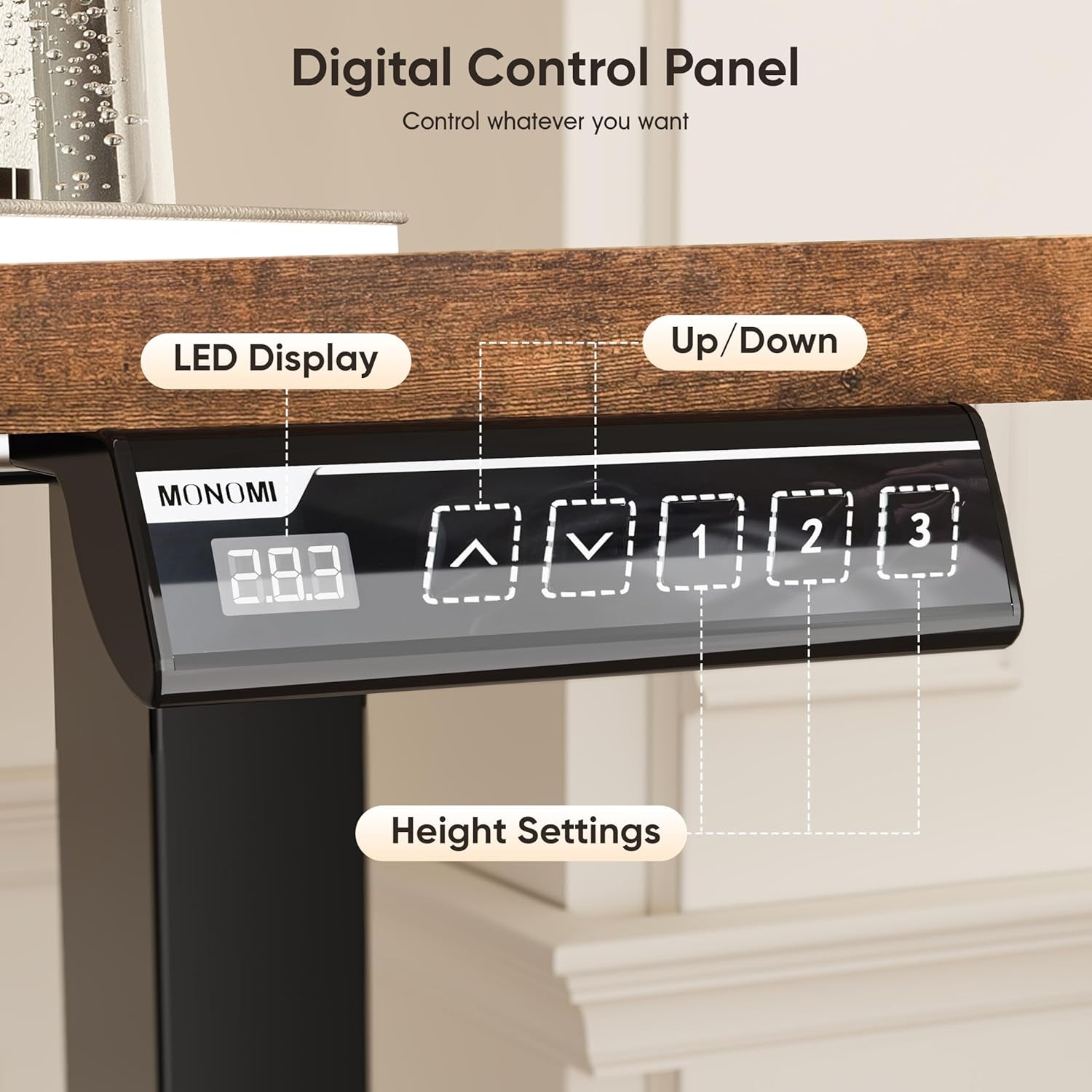 Electric Standing Desk, Height Adjustable Desk 55X 28 Inches, Ergonomic Home Office Sit Stand up Desk with Memory Preset Controller (Black Frame/Rustic Brown Top)