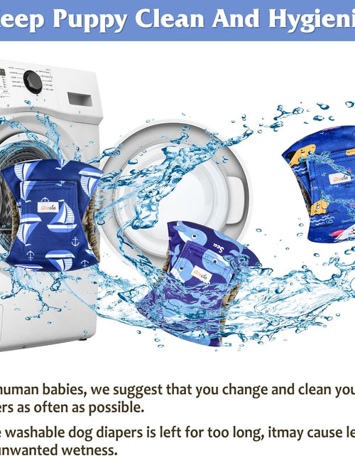 Load image into Gallery viewer, Premium Male Dog Wraps - High Absorbency Male Dog Diapers (Pack of 3) - Washable Belly Band for Male Dogs Incontinence and Puppy Training (Sailboat, XL)
