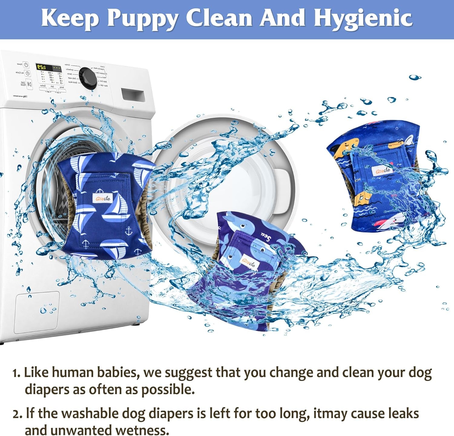 Premium Male Dog Wraps - High Absorbency Male Dog Diapers (Pack of 3) - Washable Belly Band for Male Dogs Incontinence and Puppy Training (Sailboat, XL)