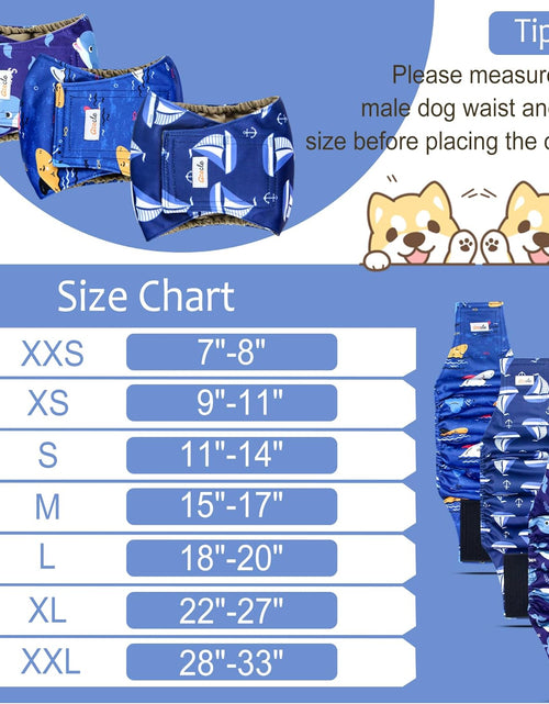 Load image into Gallery viewer, Premium Male Dog Wraps - High Absorbency Male Dog Diapers (Pack of 3) - Washable Belly Band for Male Dogs Incontinence and Puppy Training (Sailboat, XL)
