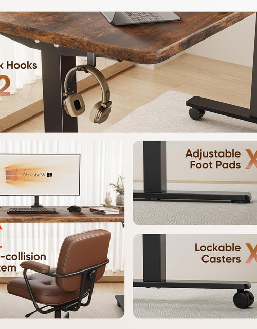 Load image into Gallery viewer, Electric Standing Desk, Height Adjustable Desk 55X 28 Inches, Ergonomic Home Office Sit Stand up Desk with Memory Preset Controller (Black Frame/Rustic Brown Top)
