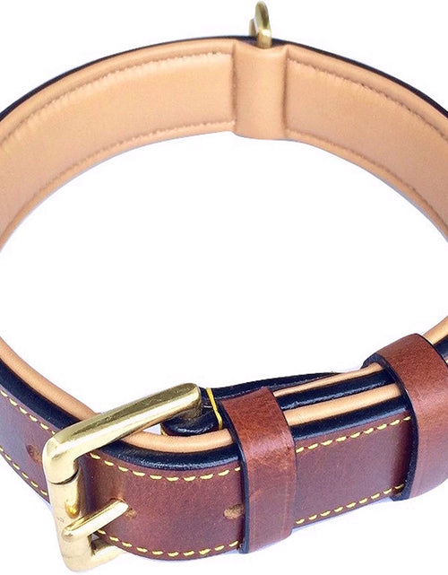 Load image into Gallery viewer, Padded Leather Dog Collar, Large Brown, Real Genuine Leather, 24&quot; Long X 1.5 Wide, Fits Neck Size 18&quot; to 21&quot; Inches
