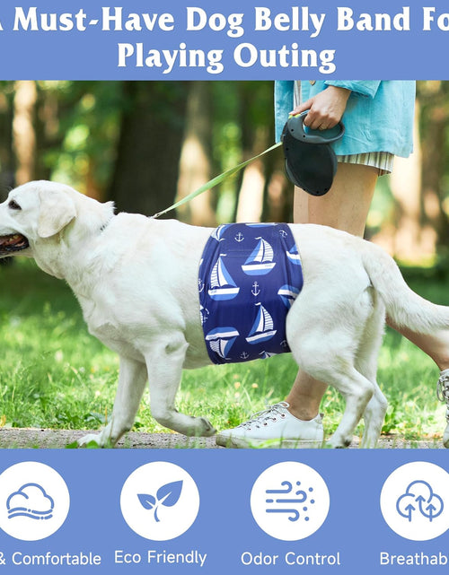 Load image into Gallery viewer, Premium Male Dog Wraps - High Absorbency Male Dog Diapers (Pack of 3) - Washable Belly Band for Male Dogs Incontinence and Puppy Training (Sailboat, XL)
