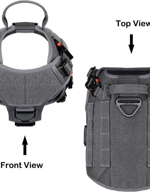 Load image into Gallery viewer, Tactical Dog Harness with 4X Metal Buckle,Dog MOLLE Vest with Handle,No Pulling Front Clip,Hook and Loop Panel for Dog Custom Patch (M (25&quot;-30&quot; Girth), Wolf Gray)
