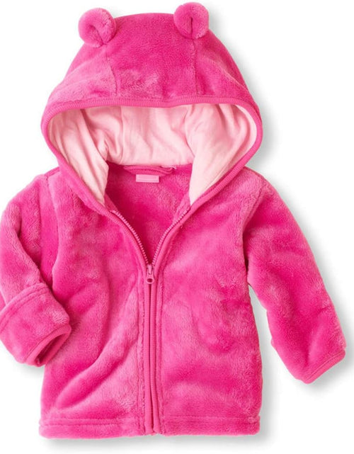 Load image into Gallery viewer, Infant Baby Boys Girls Fleece Ears Hat with Lined Hooded Zipper up Jacket Coat Tops Outwear Overcoat Warm Fall Winte
