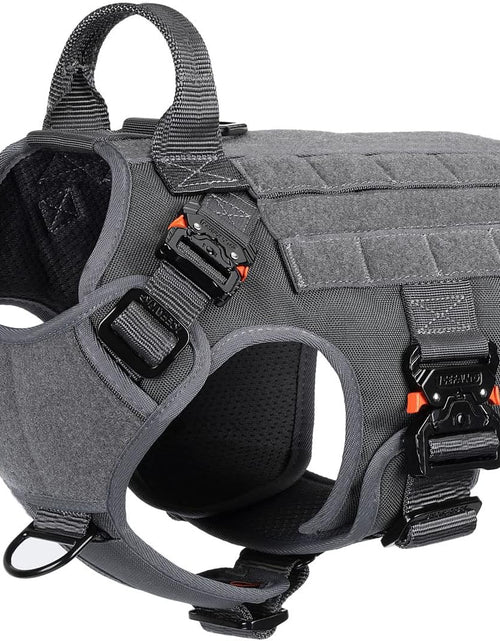 Load image into Gallery viewer, Tactical Dog Harness with 4X Metal Buckle,Dog MOLLE Vest with Handle,No Pulling Front Clip,Hook and Loop Panel for Dog Custom Patch (M (25&quot;-30&quot; Girth), Wolf Gray)
