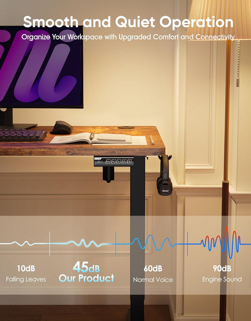 Load image into Gallery viewer, Electric Standing Desk, Height Adjustable Desk 55X 28 Inches, Ergonomic Home Office Sit Stand up Desk with Memory Preset Controller (Black Frame/Rustic Brown Top)
