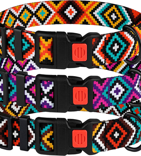 Aztec Dog Collar Adjustable Nylon Tribal Pattern Geometric Pet Collars for Dogs Small Medium Large Puppy
