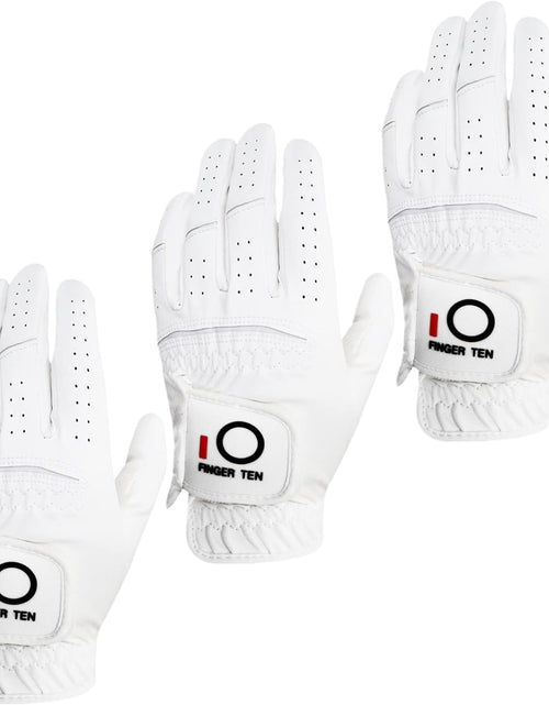 Load image into Gallery viewer, Golf Gloves Men Left Hand Rain Grip Value 3 Pack, All Weather Durable Grip Size Small Medium Large XL White Black Blue Red Brown
